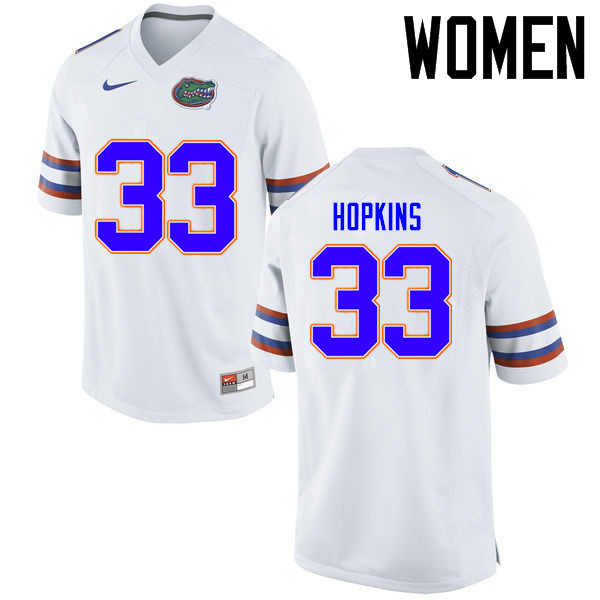 Women Florida Gators #33 Tyriek Hopkins College Football Jerseys Sale-White